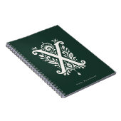 Letter X Linocut Botanisch Monogram Notitieboek (Rechterzijde)