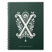 Letter X Linocut Botanisch Monogram Notitieboek (Voorkant)
