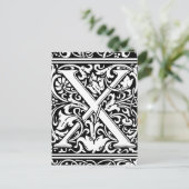 Letter X Middeleeuws Monogram Art Nouveau Briefkaart (Staand voorkant)