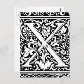 Letter X Middeleeuws Monogram Art Nouveau Briefkaart (Voorkant / Achterkant)