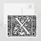 Letter X Middeleeuws Monogram Art Nouveau Briefkaart (Voorkant / Achterkant)