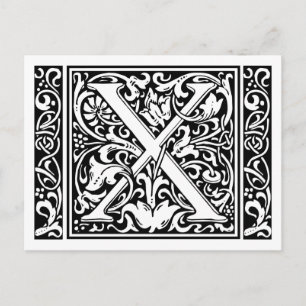 Letter X Middeleeuws Monogram Art Nouveau Briefkaart