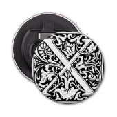 Letter X Middeleeuws Monogram Art Nouveau Button Flesopener (Voorkant)