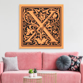 Letter X Middeleeuws Monogram Art Nouveau Canvas Afdruk (Insitu (Woonkamer))