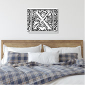 Letter X Middeleeuws Monogram Art Nouveau Canvas Afdruk (Insitu (Slaapkamer))