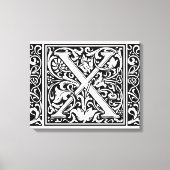Letter X Middeleeuws Monogram Art Nouveau Canvas Afdruk (Voorkant)