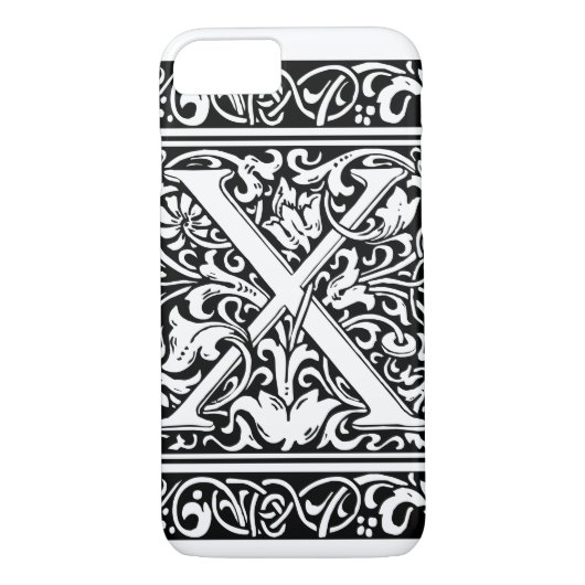 Letter X Middeleeuws Monogram Art Nouveau Case-Mate iPhone Case (Achterkant)