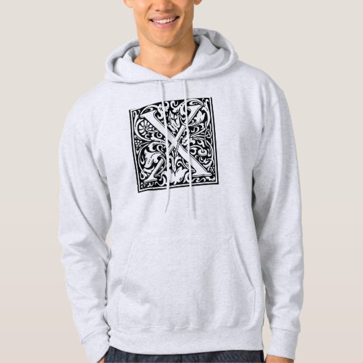 Letter X Middeleeuws Monogram Art Nouveau Hoodie (Voorkant)