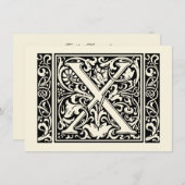 Letter X Middeleeuws Monogram Art Nouveau Kaart (Voorkant / Achterkant)