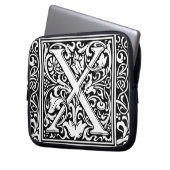 Letter X Middeleeuws Monogram Art Nouveau Laptop Sleeve (Voorkant Links)