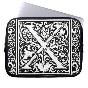 Letter X Middeleeuws Monogram Art Nouveau Laptop Sleeve