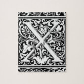 Letter X Middeleeuws Monogram Art Nouveau Legpuzzel (Verticaal)