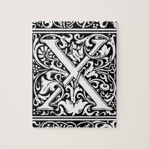 Letter X Middeleeuws Monogram Art Nouveau Legpuzzel