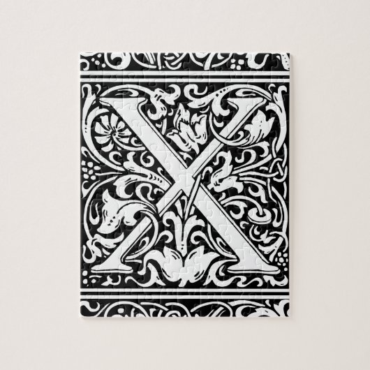 Letter X Middeleeuws Monogram Art Nouveau Legpuzzel (Verticaal)
