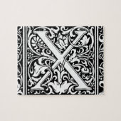 Letter X Middeleeuws Monogram Art Nouveau Legpuzzel (Horizontaal)