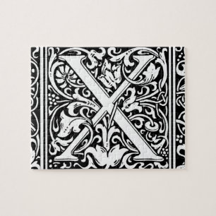 Letter X Middeleeuws Monogram Art Nouveau Legpuzzel