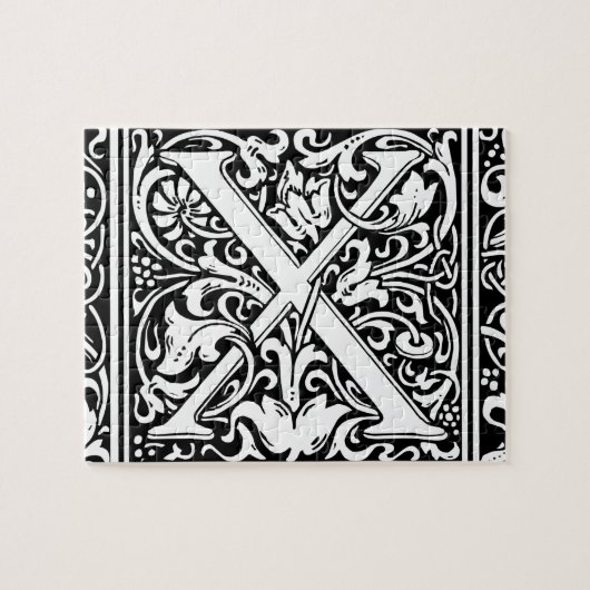 Letter X Middeleeuws Monogram Art Nouveau Legpuzzel (Horizontaal)