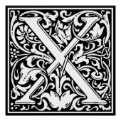 Letter X Middeleeuws Monogram Art Nouveau Poster (Voorkant)