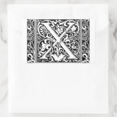 Letter X Middeleeuws Monogram Art Nouveau Rechthoekige Sticker (Tas)