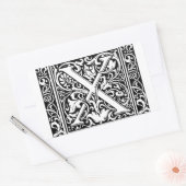 Letter X Middeleeuws Monogram Art Nouveau Rechthoekige Sticker (Envelop)