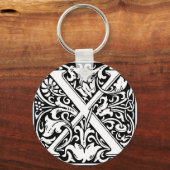 Letter X Middeleeuws Monogram Art Nouveau Sleutelhanger (Voorkant)