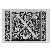 Letter X Middeleeuws Monogram Art Nouveau Snijplank (Voorkant)