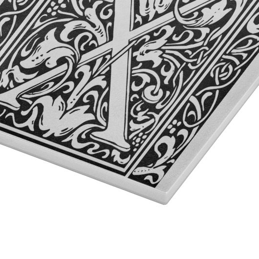 Letter X Middeleeuws Monogram Art Nouveau Snijplank (Hoek)