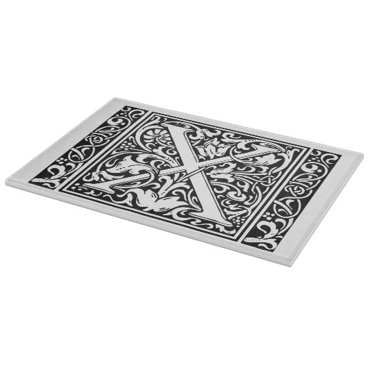 Letter X Middeleeuws Monogram Art Nouveau Snijplank (Hoek)