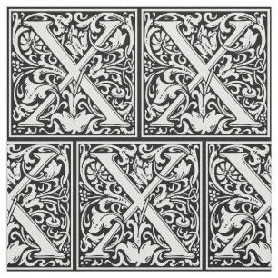 Letter X Middeleeuws Monogram Art Nouveau Stof