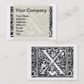 Letter X Middeleeuws Monogram Art Nouveau Visitekaartje (Voorkant / Achterkant)