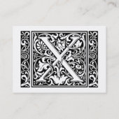 Letter X Middeleeuws Monogram Art Nouveau Visitekaartje (Achterkant)