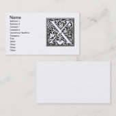 Letter X Middeleeuws Monogram Art Nouveau Visitekaartje (Voorkant / Achterkant)