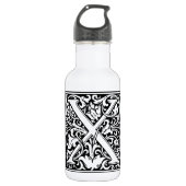 Letter X Middeleeuws Monogram Art Nouveau Waterfles (Voorkant)