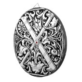 Letter X Middeleeuwse Monogram Art Nouveau Dartbord (Voorkant Rechts)