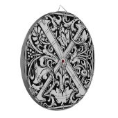 Letter X Middeleeuwse Monogram Art Nouveau Dartbord (Voorkant Links)