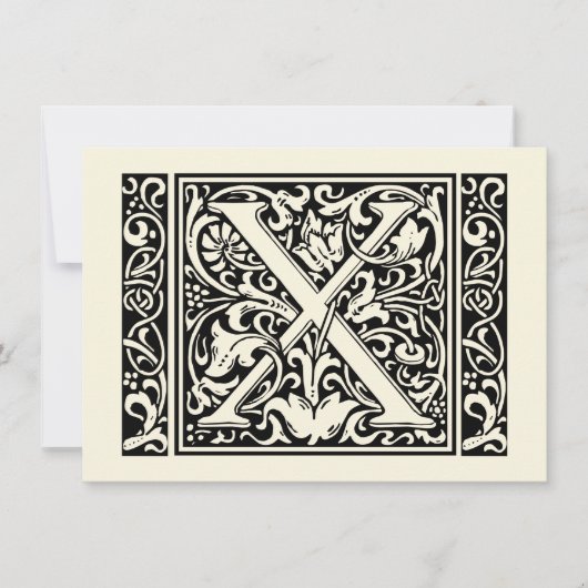 Letter X Middeleeuwse Monogram Art Nouveau Kaart (Voorkant)