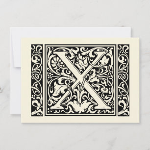Letter X Middeleeuwse Monogram Art Nouveau Kaart