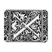 Letter X Middeleeuwse monogram Art Nouveau Magneet (Horizontaal)