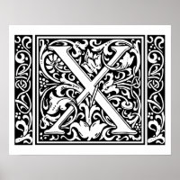 Letter X Middeleeuwse Monogram Art Nouveau