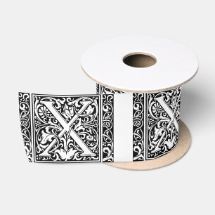 Letter X Middeleeuwse Monogram Art Nouveau Satijnen Lint