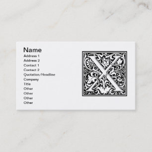 Letter X Middeleeuwse Monogram Art Nouveau Visitekaartje