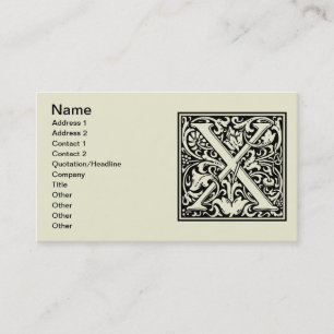 Letter X Middeleeuwse Monogram Art Nouveau Visitekaartje
