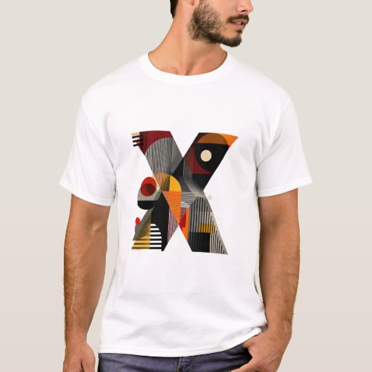 Letter X – Modern Geometric Monogram with Stripes T-shirt (Voorkant)