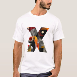 Letter X – Modern geometrische monogram met strepe T-shirt