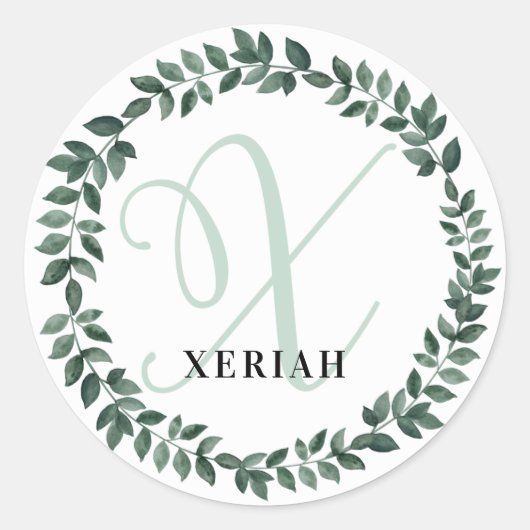 Letter X Monogram Aangepaste Naam Minimalistische  Ronde Sticker (Voorkant)