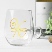 Letter X Monogram Bruidsmeisje Gift, Modern Elegan Wijnglas Zonder Voet