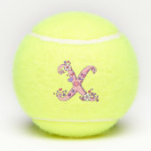 Letter X-monogram meisjes gepersonaliseerde doodle Tennisballen (Achterkant)