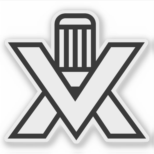 Letter X Monogram met Potlood Sticker (Voorkant)