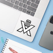 Letter X Monogram met Potlood Sticker (Laptop met iPhone)
