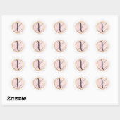 Letter X Monogram Roze Waterverf Goud Chic Ronde Sticker (Vel)
